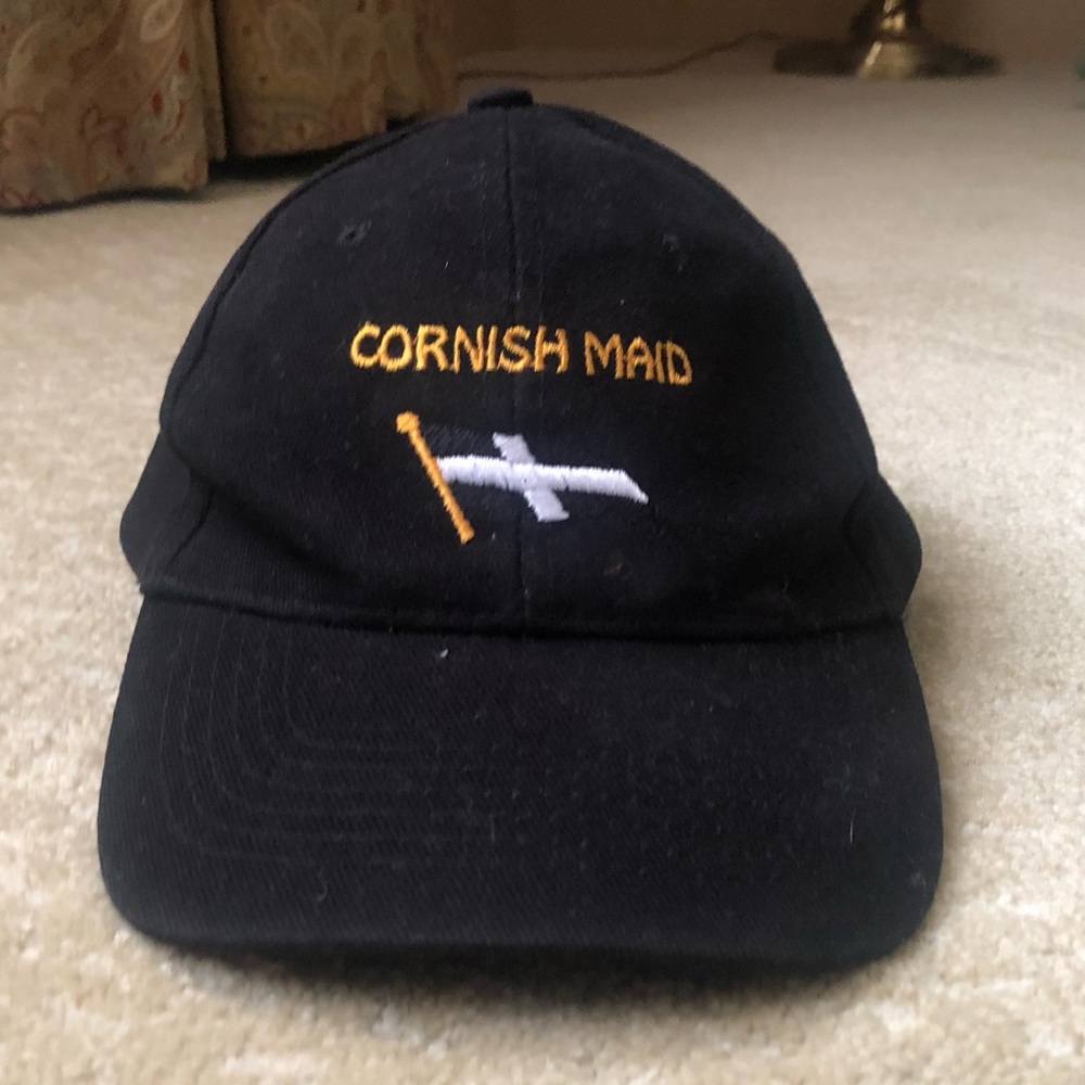 Cornwall “Cornish Maid” Black Baseball Hat, Adjustable Size, One Size Fits All